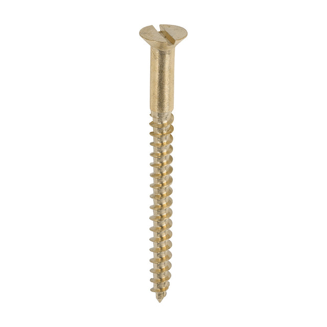 This is an image of Timco - Solid Brass Timber Screws - SLOT - Countersunk 8 x 2" - (200 PCS Box) 00082CBS