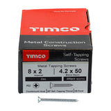 This is an image of Timco - Self-Tapping Screws - PZ - Countersunk - Zinc 8 x 2" - (200 PCS Box) 00082CCAZS