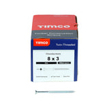This is an image of Timco - Twin-Threaded Woodscrews - PZ - Double Countersunk - Zinc 8 x 3" - (200 PCS Box) 00083CWZ