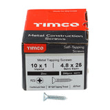 This is an image of Timco - Self-Tapping Screws - PZ - Countersunk - Zinc 10 x 1" - (200 PCS Box) 00101CCAZS