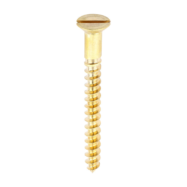 This is an image of Timco - Solid Brass Timber Screws - SLOT - Countersunk 10 x 2" - (100 PCS Box) 00102CBS