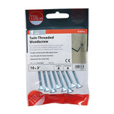 This is an image of Timco - Twin-Thread Woodscrews - PZ - Double Countersunk - Zinc 10 x 3" - (8 PCS TIMpac) 00103CWZP