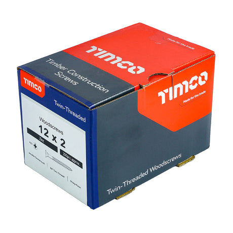 This is an image of Timco - Twin-Threaded Woodscrews - PZ - Double Countersunk - Zinc 12 x 2" - (200 PCS Box) 00122CWZ