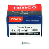 This is an image of Timco - Twin-Threaded Woodscrews - PZ - Double Countersunk - Zinc 4 x 1/2" - (200 PCS Box) 00412CWZ