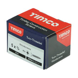 This is an image of Timco - Twin-Threaded Woodscrews - PZ - Double Countersunk - Zinc 5 x 3/4" - (200 PCS Box) 00534CWZ
