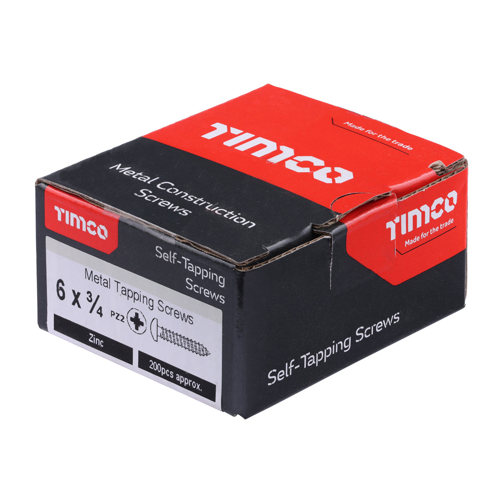 This is an image of Timco - Self-Tapping Screws - PZ - Pan - Zinc 6 x 3/4" - (200 PCS Box) 00634CPAZS