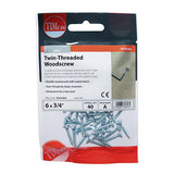 This is an image of Timco - Twin-Thread Woodscrews - PZ - Double Countersunk - Zinc 6 x 3/4" - (40 PCS TIMpac) 00634CWZP