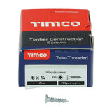 This is an image of Timco - Twin-Threaded Woodscrews - PZ - Double Countersunk - Zinc 6 x 3/4" - (200 PCS Box) 00634CWZ