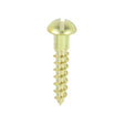 This is an image of Timco - Solid Brass Timber Screws - SLOT - Round 6 x 3/4" - (200 PCS Box) 00634RBS