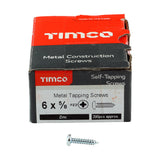 This is an image of Timco - Self-Tapping Screws - PZ - Pan - Zinc 6 x 5/8" - (200 PCS Box) 00658CPAZS