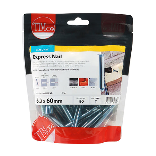 This is an image of Timco - Express Nails - Zinc 6.0 x 60mm - (90 PCS TIMbag) 00660ENB
