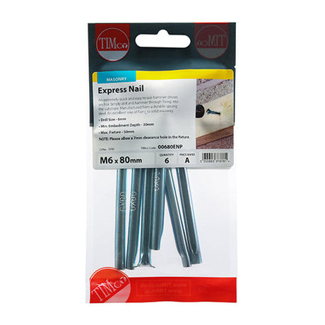 This is an image of Timco - Express Nails - Zinc 6.0 x 80mm - (6 PCS TIMpac) 00680ENP