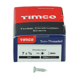 This is an image of Timco - Twin-Threaded Woodscrews - PZ - Double Countersunk - Zinc 7 x 5/8" - (200 PCS Box) 00758CWZ