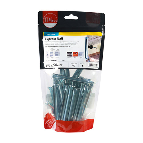 This is an image of Timco - Express Nails - Zinc 8.0 x 90mm - (45 PCS TIMbag) 00890ENB