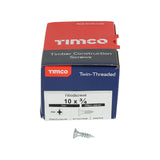 This is an image of Timco - Twin-Threaded Woodscrews - PZ - Double Countersunk - Zinc 10 x 3/4" - (200 PCS Box) 01034CWZ