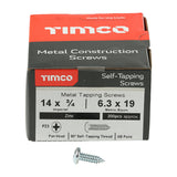 This is an image of Timco - Metal Tapping Screws - PZ - Pan - Self-Tapping - Zinc 14 x 3/4" - (200 PCS Box) 01434CPAZS