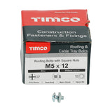This is an image of Timco - Roofing Bolts with Square Nuts - Zinc M5 x 12mm - (200 PCS Box) 0512RB