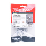 This is an image of Timco - Carriage Bolts Hex Nuts & Form A Washers - Dome - Exterior - Silver M6 x 100mm - (10 PCS TIMbag) 06100CBI