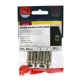 This is an image of Timco - Shield Anchor Loose Bolts - Yellow M6:10L (M6 x 50)mm - (4 PCS TIMpac) 0610LSHP