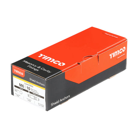 This is an image of Timco - Shield Anchor - Loose Bolts - Yellow M6:10L (M6 x 50)mm - (100 PCS Box) 0610LSH