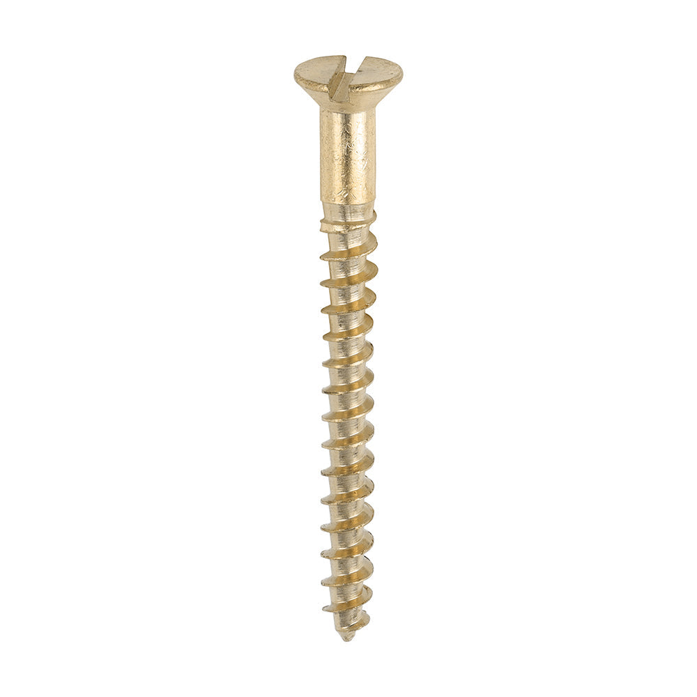 This is an image of Timco - Solid Brass Timber Screws - SLOT - Countersunk 6 x 1 1/2" - (200 PCS Box) 06112CBS