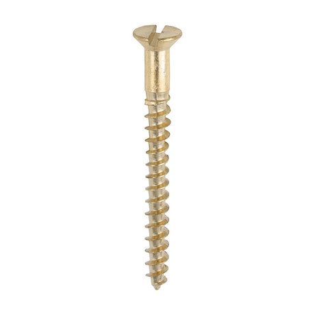 This is an image of Timco - Solid Brass Timber Screws - SLOT - Countersunk 6 x 1 1/2" - (200 PCS Box) 06112CBS