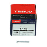 This is an image of Timco - Twin-Threaded Woodscrews - PZ - Double Countersunk - Zinc 6 x 1 1/2" - (200 PCS Box) 06112CWZ