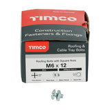 This is an image of Timco - Roofing Bolts with Square Nuts - Zinc M6 x 12mm - (200 PCS Box) 0612RB