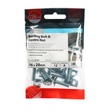 This is an image of Timco - Roofing Bolts & Square Nuts - Zinc M6 x 20mm - (12 PCS TIMpac) 0620RBP