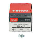 This is an image of Timco - Roofing Bolts with Square Nuts - Zinc M6 x 20mm - (200 PCS Box) 0620RB