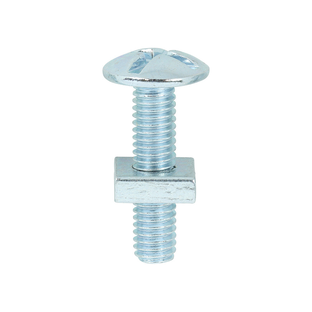This is an image of Timco - Roofing Bolts with Square Nuts - Zinc M6 x 25mm - (100 PCS Box) 0625RB