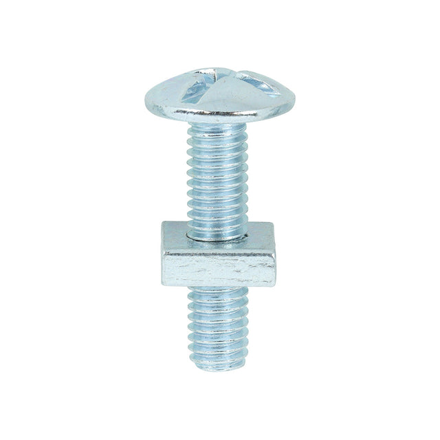 This is an image of Timco - Roofing Bolts with Square Nuts - Zinc M6 x 25mm - (100 PCS Box) 0625RB