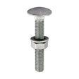 This is an image of Timco - Carriage Bolts Hex Nuts & Form A Washers - Dome - Exterior - Silver M6 x 40mm - (10 PCS TIMbag) 0640CBI