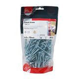 This is an image of Timco - Coach Screws - Hex - Zinc 6.0 x 70mm - (100 PCS TIMbag) 0670CSCB