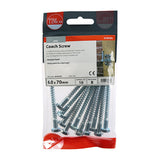 This is an image of Timco - Coach Screws - Hex - Zinc 6.0 x 70mm - (10 PCS TIMpac) 0670CSCP