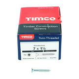 This is an image of Timco - Twin-Threaded Woodscrews - PZ - Double Countersunk - Zinc 7 x 1 1/4" - (200 PCS Box) 07114CWZ