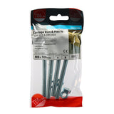 This is an image of Timco - Carriage Bolts & Hex Nuts - Zinc M8 x 100mm - (4 PCS TIMpac) 08100CBP