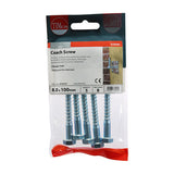 This is an image of Timco - Coach Screws - Hex - Zinc 8.0 x 100mm - (5 PCS TIMpac) 08100CSCP