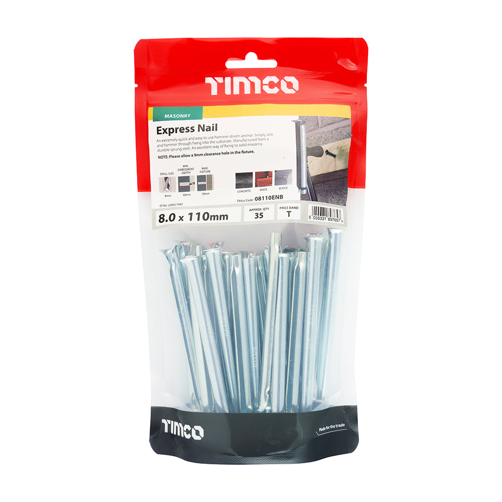This is an image of Timco - Express Nails - Zinc 8.0 x 110mm - (35 PCS TIMbag) 08110ENB