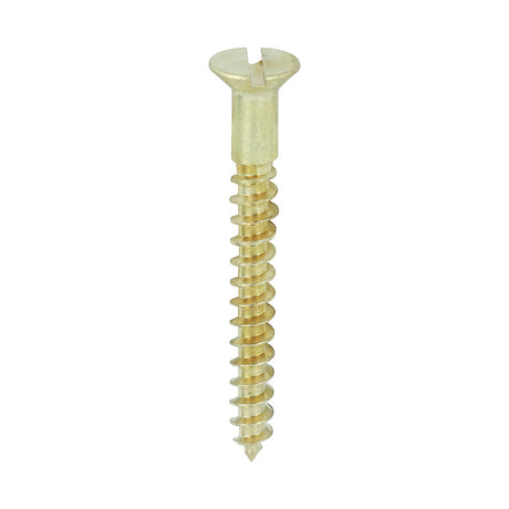 This is an image of Timco - Solid Brass Timber Screws - SLOT - Countersunk 8 x 1 1/2" - (200 PCS Box) 08112CBS