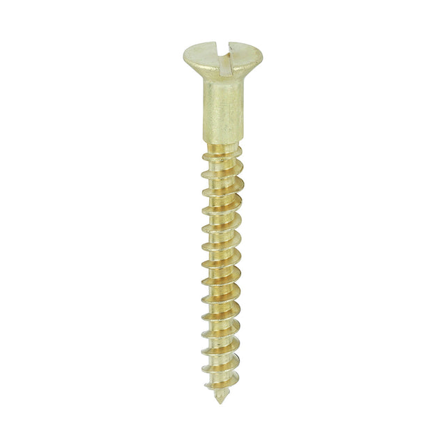 This is an image of Timco - Solid Brass Timber Screws - SLOT - Countersunk 8 x 1 1/2" - (200 PCS Box) 08112CBS