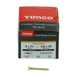 This is an image of Timco - Solid Brass Timber Screws - SLOT - Countersunk 8 x 1 1/2" - (200 PCS Box) 08112CBS