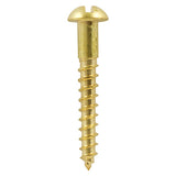 This is an image of Timco - Solid Brass Timber Screws - SLOT - Round 8 x 1 1/2" - (200 PCS Box) 08112RBS