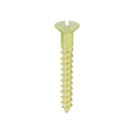 This is an image of Timco - Solid Brass Timber Screws - SLOT - Countersunk 8 x 1 1/4" - (200 PCS Box) 08114CBS