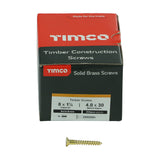 This is an image of Timco - Solid Brass Timber Screws - SLOT - Countersunk 8 x 1 1/4" - (200 PCS Box) 08114CBS