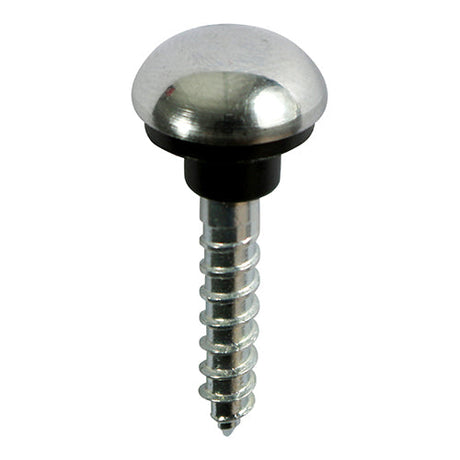This is an image of Timco - Mirror Hanging Screws - Zinc - Chrome Dome 8 x 1 1/4" - (200 PCS Box) 08114CMIR200