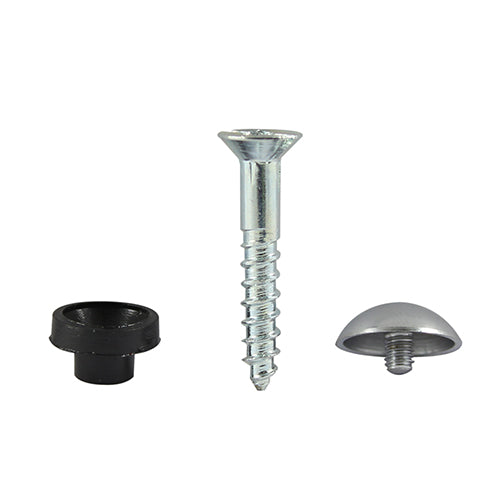 This is an image of Timco - Mirror Hanging Screws - Zinc - Chrome Dome 8 x 1 1/4" - (200 PCS Box) 08114CMIR200