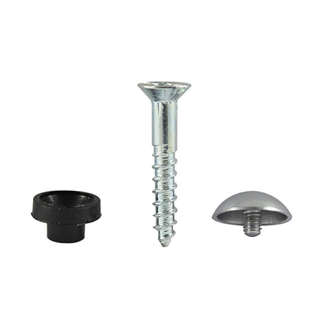 This is an image of Timco - Mirror Hanging Screws - Zinc - Chrome Dome 8 x 1 1/4" - (200 PCS Box) 08114CMIR200