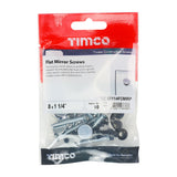 This is an image of Timco - Mirror Screws - Zinc - Chrome Flat 8 x 1 1/4" - (10 PCS TIMpac) 08114FCMIRP