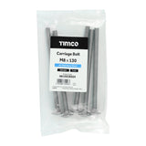 This is an image of Timco - Carriage Bolts - A2 Stainless Steel M8 x 130mm - (5 PCS Bag) 08130CBSSX